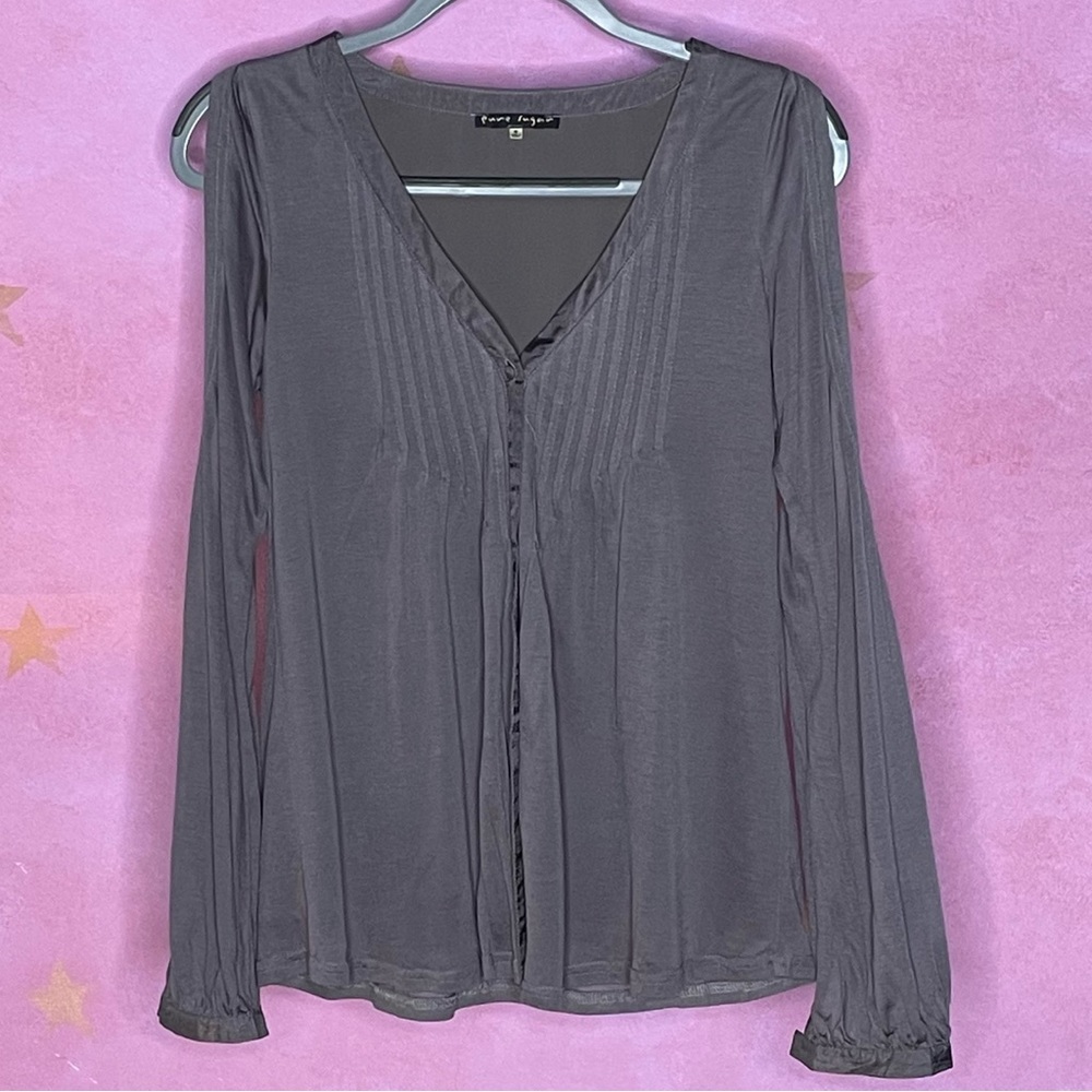 Pure Sugar Women Gray Long Sleeve Blouse Small